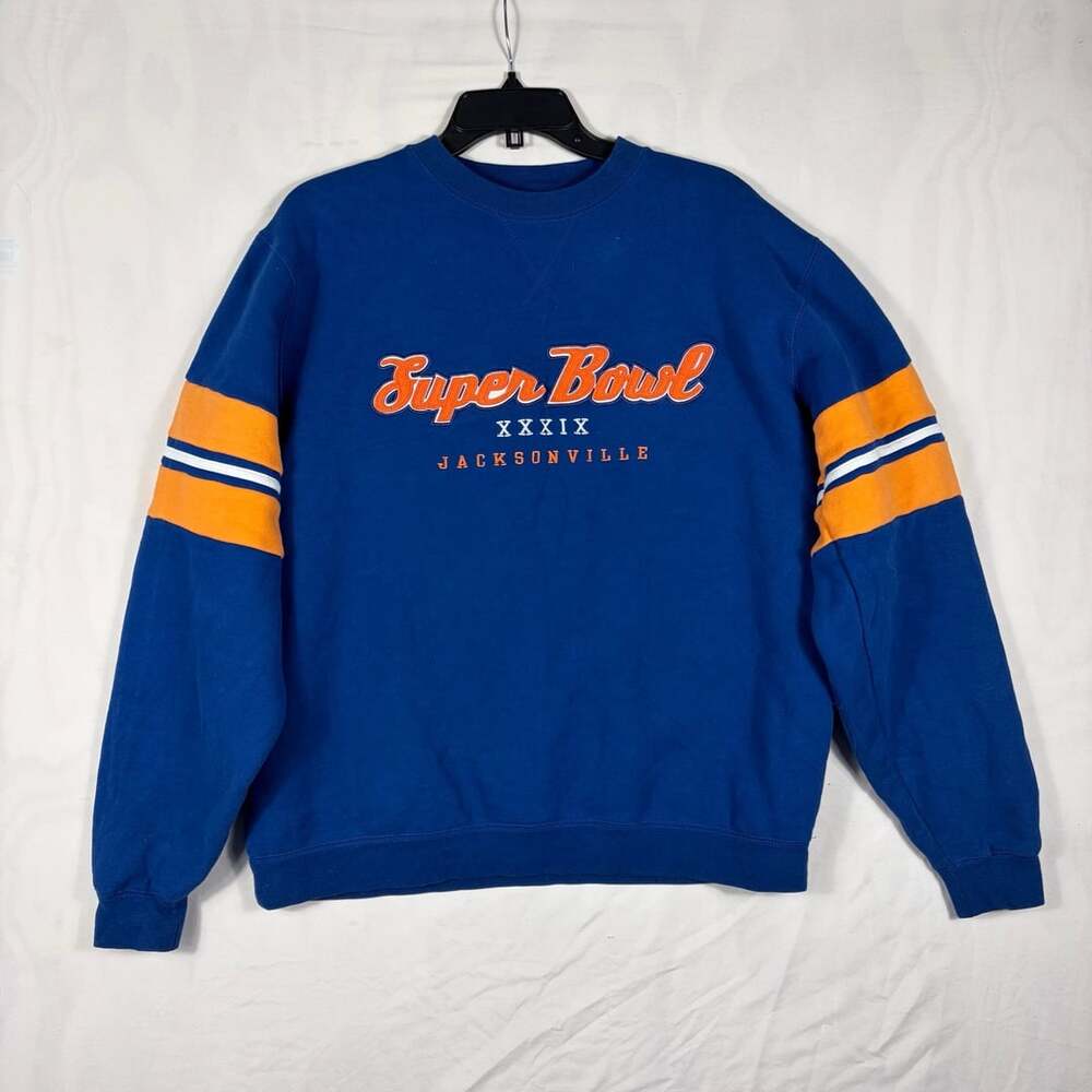 Vintage Reebok Super Bowl XXXIX Jacksonville Sweatshirt Size M Blue